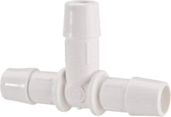 Made in USA - 1/2" Barb, Polypropylene Single Barbed Tube Tee - White - Americas Industrial Supply