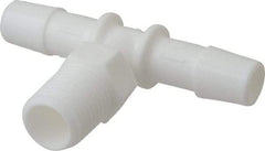Made in USA - 3/8" Barb, 3/8, Polypropylene Single Barbed Tube Branch Tee - White, Male - Americas Industrial Supply