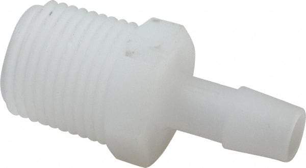 Made in USA - 3/8" Barb, 3/8, Kynar Single Barbed Tube Adapter - Natural, Male - Americas Industrial Supply