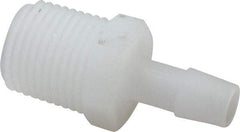 Made in USA - 3/8" Barb, 3/8, Kynar Single Barbed Tube Adapter - Natural, Male - Americas Industrial Supply