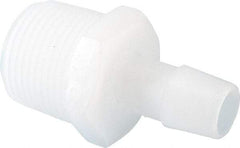 Made in USA - 1/2" Barb, 1/2, Kynar Single Barbed Tube Adapter - Natural, Male - Americas Industrial Supply