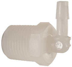 Made in USA - 1/4" Barb, 1/4, Kynar Single Barbed Tube Elbow - Natural, Male - Americas Industrial Supply