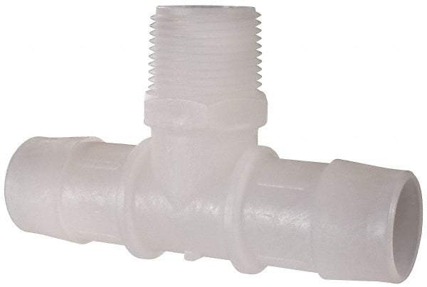 Made in USA - 1" Barb, 1, Kynar Single Barbed Tube Branch Tee - Natural, Male - Americas Industrial Supply