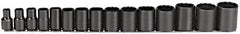 Proto - 15 Piece 1/2" Drive Socket Set - 12 Points, 3/8" to 1-1/4" Range, Inch Measurement Standard - Americas Industrial Supply