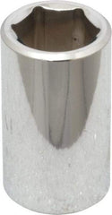 Proto - 1/2" Drive, Standard Hand Socket - 6 Points, 1-1/2" OAL, Chrome Finish - Americas Industrial Supply