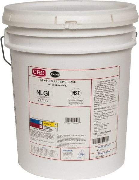 CRC - 35 Lb Pail Lithium Extreme Pressure Grease - Red, Extreme Pressure & Food Grade, 325°F Max Temp, NLGIG 2, - Americas Industrial Supply