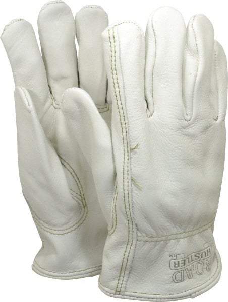 MCR Safety - Size L (9) Grain Cowhide General Protection Work Gloves - For Work & Driver, Uncoated, Slip-On Cuff, Full Fingered, Cream, Paired - Americas Industrial Supply
