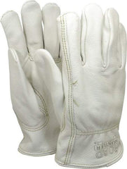 MCR Safety - Size L (9) Grain Cowhide General Protection Work Gloves - For Work & Driver, Uncoated, Slip-On Cuff, Full Fingered, Cream, Paired - Americas Industrial Supply