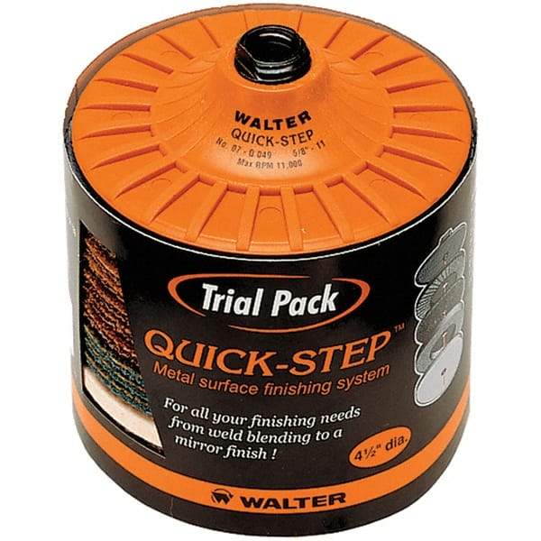 WALTER Surface Technologies - 14 Piece, 120 Grit, 4-1/2" Disc Diam, Abrasive Disc Kit - Coated, (2) Fine, (3) Coarse, (3) Medium, Super Fine Grade, Aluminum Oxide - Americas Industrial Supply