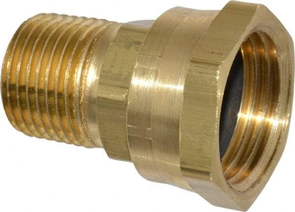 Dixon Valve & Coupling - 1/2 NPTF & 3/4 NH Garden Hose Fitting - Brass, Female Hose to Male Pipe Swivel Connector - Americas Industrial Supply