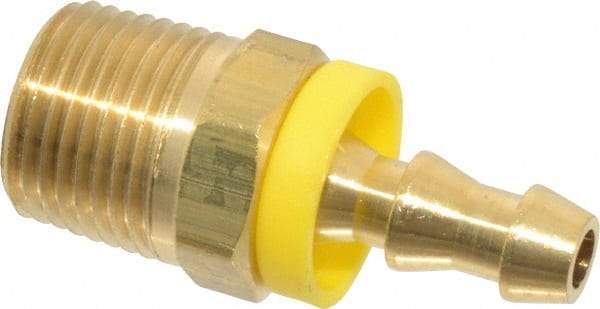 Cerro - 1/4" ID 3/8 NPTF Barbed Push On Male Connector - Brass - Americas Industrial Supply
