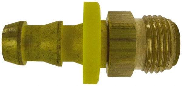 Cerro - 1/4" ID 7/16 UN Barbed Push On Male Connector - 1/4" OD, Brass - Americas Industrial Supply