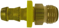 Cerro - 1/4" ID 7/16 UN Barbed Push On Male Connector - 1/4" OD, Brass - Americas Industrial Supply