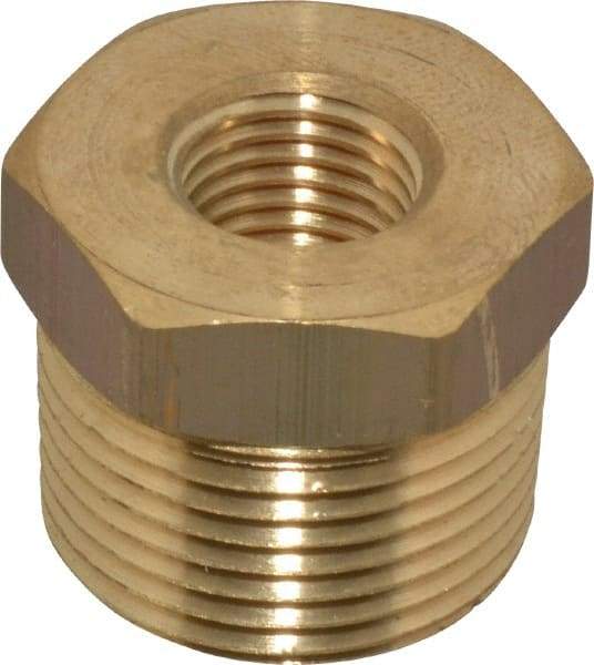Cerro - 3/4 Male Thread x 1/4 Female Thread, Brass Industrial Pipe Hex Bushing - MNPTF x FNPTF, 1,200 psi - Americas Industrial Supply