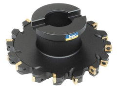 Iscar - Shell Mount B Connection, 0.37" Cutting Width, 1.11" Depth of Cut, 4" Cutter Diam, 1" Hole Diam, 8 Tooth Indexable Slotting Cutter - FDN Toolholder, X/QOMT 060204-HQ Insert - Americas Industrial Supply
