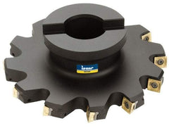 Iscar - Shell Mount B Connection, 0.37" Cutting Width, 1.41" Depth of Cut, 5" Cutter Diam, 1-1/4" Hole Diam, 12 Tooth Indexable Slotting Cutter - FSB Toolholder, Q/X/SPMT 100408PDTN Insert - Americas Industrial Supply