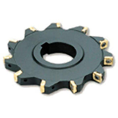 Iscar - Arbor Hole Connection, 0.37" Cutting Width, 1-1/8" Depth of Cut, 4" Cutter Diam, 1-3/4" Hole Diam, 9 Tooth Indexable Slotting Cutter - SSB Toolholder, QPMT 100408PDTN Insert - Americas Industrial Supply