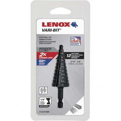 Lenox - 12 Hole Sizes, 3/16 to 7/8" Hole Diam High Speed Steel Split Point Step Drill Bit - Americas Industrial Supply