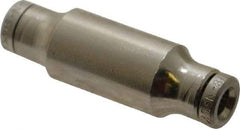 Norgren - 1/8" Outside Diam, Nickel Plated Brass Push-to-Connect Tube Union - 260 Max psi, Tube to Tube Connection - Americas Industrial Supply