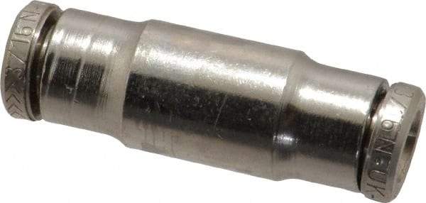 Norgren - 3/16" Outside Diam, Nickel Plated Brass Push-to-Connect Tube Union - 260 Max psi, Tube to Tube Connection - Americas Industrial Supply