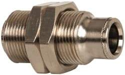 Norgren - 3/16" Outside Diam, M12x1.0, Nickel Plated Brass Push-to-Connect Bulkhead Union - 260 Max psi, Tube to Tube Connection - Americas Industrial Supply