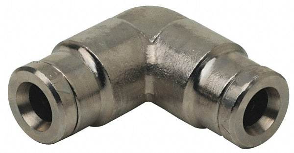 Norgren - 3/16" Outside Diam, Nickel Plated Brass Push-to-Connect Tube Union Elbow - 260 Max psi, Tube to Tube Connection - Americas Industrial Supply