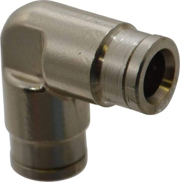 Norgren - 1/4" Outside Diam, Nickel Plated Brass Push-to-Connect Tube Union Elbow - 260 Max psi, Tube to Tube Connection - Americas Industrial Supply