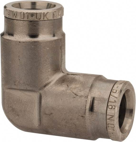 Norgren - 5/16" Outside Diam, Nickel Plated Brass Push-to-Connect Tube Union Elbow - 260 Max psi, Tube to Tube Connection - Americas Industrial Supply