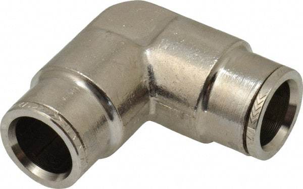 Norgren - 1/2" Outside Diam, Nickel Plated Brass Push-to-Connect Tube Union Elbow - 260 Max psi, Tube to Tube Connection - Americas Industrial Supply
