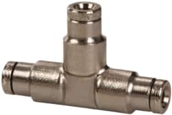 Norgren - 1/8" Outside Diam, Nickel Plated Brass Push-to-Connect Tube Union Tee - 260 Max psi, Tube to Tube Connection - Americas Industrial Supply