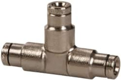 Norgren - 1/8" Outside Diam, Nickel Plated Brass Push-to-Connect Tube Union Tee - 260 Max psi, Tube to Tube Connection - Americas Industrial Supply