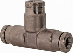 Norgren - 3/16" Outside Diam, Nickel Plated Brass Push-to-Connect Tube Union Tee - 260 Max psi, Tube to Tube Connection - Americas Industrial Supply