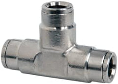 Norgren - 3/8" Outside Diam, Nickel Plated Brass Push-to-Connect Tube Union Tee - 260 Max psi, Tube to Tube Connection - Americas Industrial Supply