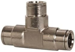 Norgren - 1/2" Outside Diam, Nickel Plated Brass Push-to-Connect Tube Union Tee - 260 Max psi, Tube to Tube Connection - Americas Industrial Supply