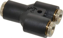 Norgren - 1/4" Tube OD, Nickel Plated Brass Push-to-Connect Tube Union Y - Tube to Tube Connection, 260 Max psi - Americas Industrial Supply