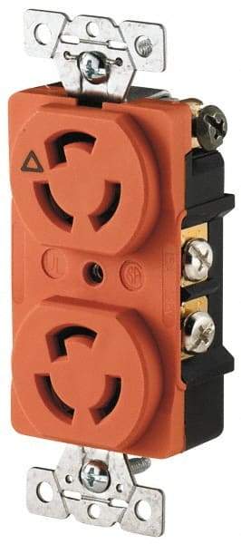 Cooper Wiring Devices - 125 VAC, 15 Amp, L5-15R NEMA, Isolated Ground Receptacle - 2 Poles, 3 Wire, Female End, Orange - Americas Industrial Supply