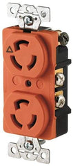 Cooper Wiring Devices - 125 VAC, 15 Amp, L5-15R NEMA, Isolated Ground Receptacle - 2 Poles, 3 Wire, Female End, Orange - Americas Industrial Supply