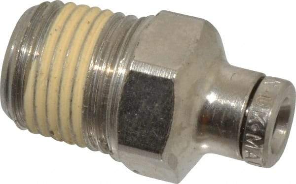Norgren - 1/8 NPTF, Nickel Plated Brass Push-to-Connect Tube Male Connector - 260 Max psi, Tube to Male NPT Connection - Americas Industrial Supply