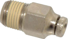 Norgren - 5/32" Tube OD, 1/8 NPTF Nickel Plated Brass Push-to-Connect Tube Male Connector - Tube to Male NPT Connection, 260 Max psi - Americas Industrial Supply