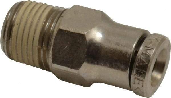Norgren - 1/8 NPTF, Nickel Plated Brass Push-to-Connect Tube Male Connector - 260 Max psi, Tube to Male NPT Connection - Americas Industrial Supply