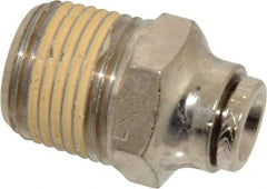 Norgren - 3/8 NPTF, Nickel Plated Brass Push-to-Connect Tube Male Connector - 260 Max psi, Tube to Male NPT Connection - Americas Industrial Supply