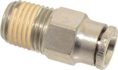 Norgren - 5/16" Tube OD, 1/4 NPTF Nickel Plated Brass Push-to-Connect Tube Male Connector - Tube to Male NPT Connection, 260 Max psi - Americas Industrial Supply