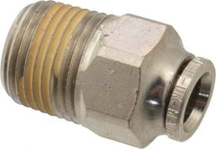 Norgren - 5/16" Tube OD, 3/8 NPTF Nickel Plated Brass Push-to-Connect Tube Male Connector - Tube to Male NPT Connection, 260 Max psi - Americas Industrial Supply