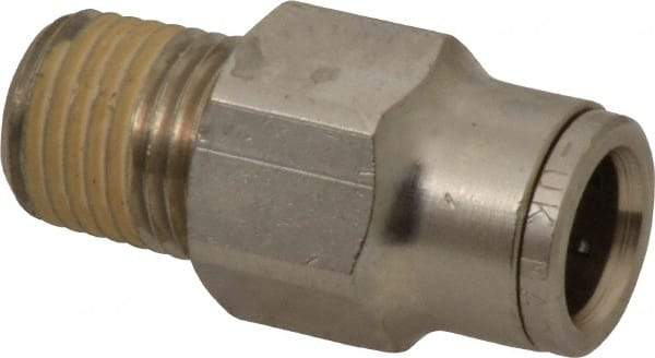 Norgren - 1/4 NPTF, Nickel Plated Brass Push-to-Connect Tube Male Connector - 260 Max psi, Tube to Male NPT Connection - Americas Industrial Supply