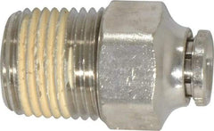 Norgren - 1/2 NPTF, Nickel Plated Brass Push-to-Connect Tube Male Connector - 260 Max psi, Tube to Male NPT Connection - Americas Industrial Supply