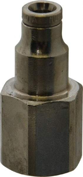 Norgren - 1/8 NPTF, Nickel Plated Brass Push-to-Connect Tube Female Connector - 260 Max psi, Tube to Male NPT Connection - Americas Industrial Supply