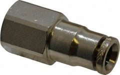 Norgren - 1/8 NPTF, Nickel Plated Brass Push-to-Connect Tube Female Connector - 260 Max psi, Tube to Male NPT Connection - Americas Industrial Supply