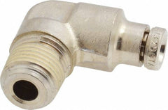 Norgren - 1/8 NPTF, Nickel Plated Brass Push-to-Connect Tube Male Elbow - 260 Max psi, Tube to Male NPT Connection - Americas Industrial Supply
