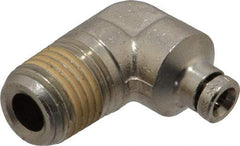 Norgren - 1/4 NPTF, Nickel Plated Brass Push-to-Connect Tube Male Elbow - 260 Max psi, Tube to Male NPT Connection - Americas Industrial Supply
