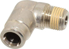 Norgren - 1/8 NPTF, Nickel Plated Brass Push-to-Connect Tube Male Elbow - 260 Max psi, Tube to Male NPT Connection - Americas Industrial Supply